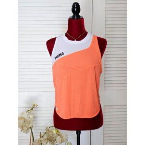 Hoka One One Women's Orange/White Sleeveless Running Glide Tank Top Size L 122
